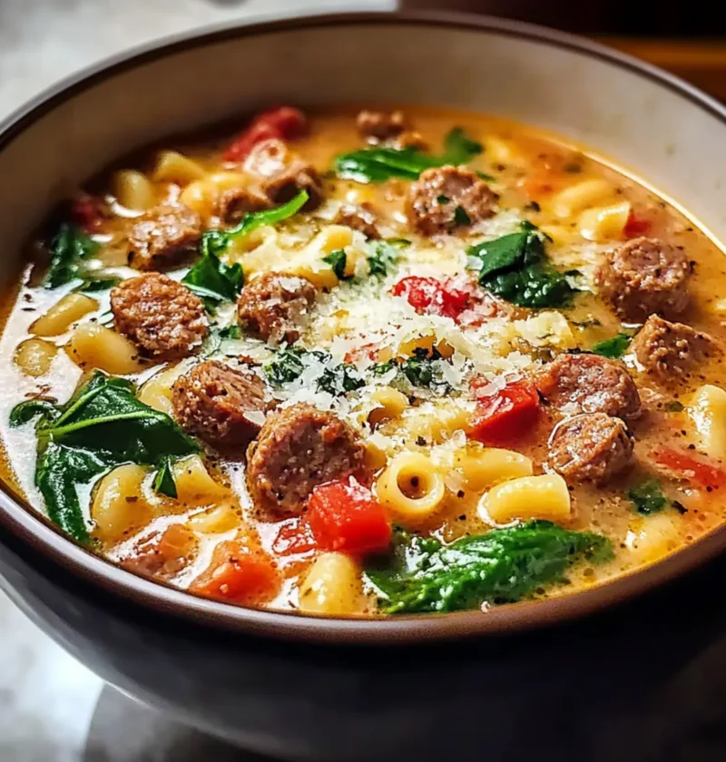 Köstliche Parmesan-Rindfleisch-Wurst-Ditalini-Suppe 1 Köstliche Parmesan-Rindfleisch-Wurst-Ditalini-Suppe Rezept