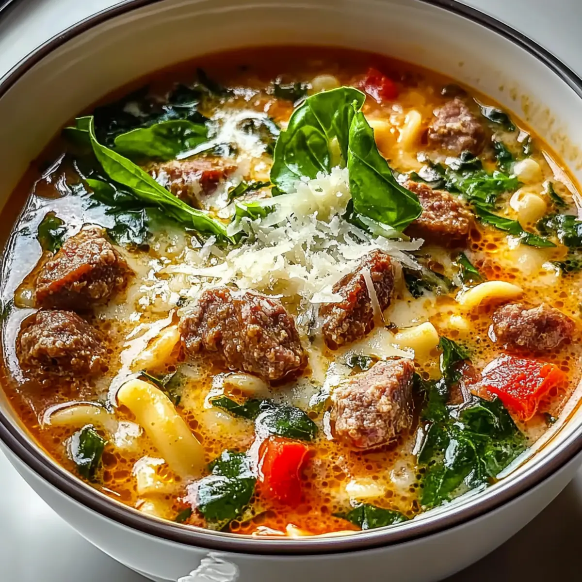 Delicious Parmesan Beef Sausage Ditalini Soup Recipe ykk2w8