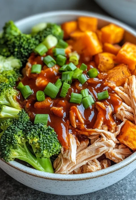 Einfache BBQ-Hähnchen- und geröstete Süßkartoffel-Schalen Rezept