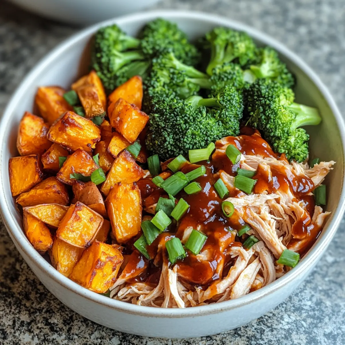 Einfache BBQ-Hähnchen- und Süßkartoffel-Schalen 4 Easy BBQ Chicken Roasted Sweet Potato Bowls Recipe kzvjbe