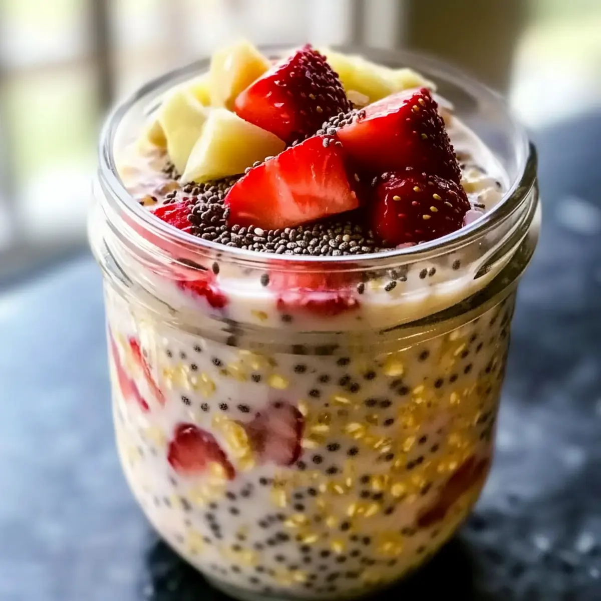 Erdbeer-Rhabarber-Protein-Overnight-Oats