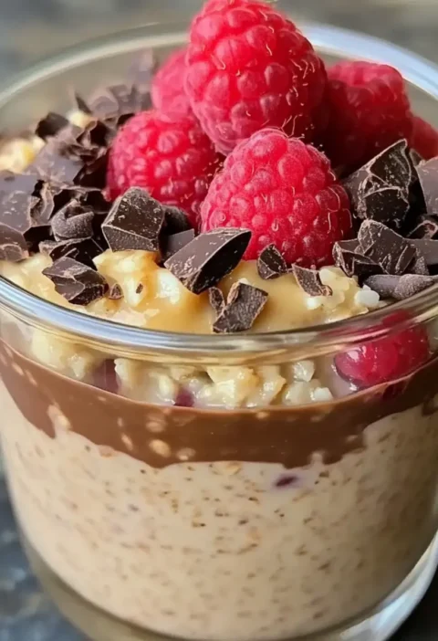 Erdnussbutter Himbeere Schokolade Über Nacht Haferflocken