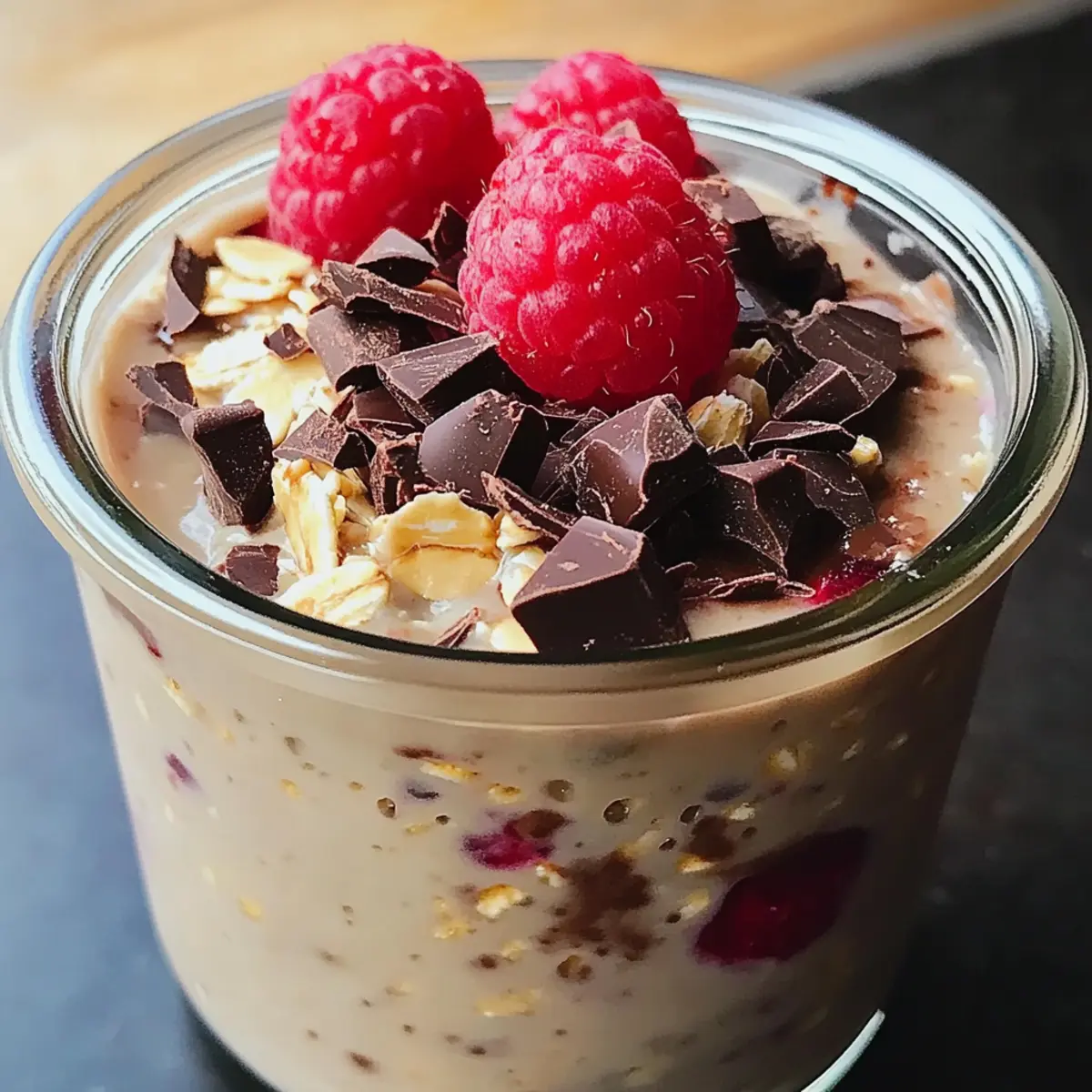 Erdnussbutter Himbeere Schokolade Overnight Oats vsjt11