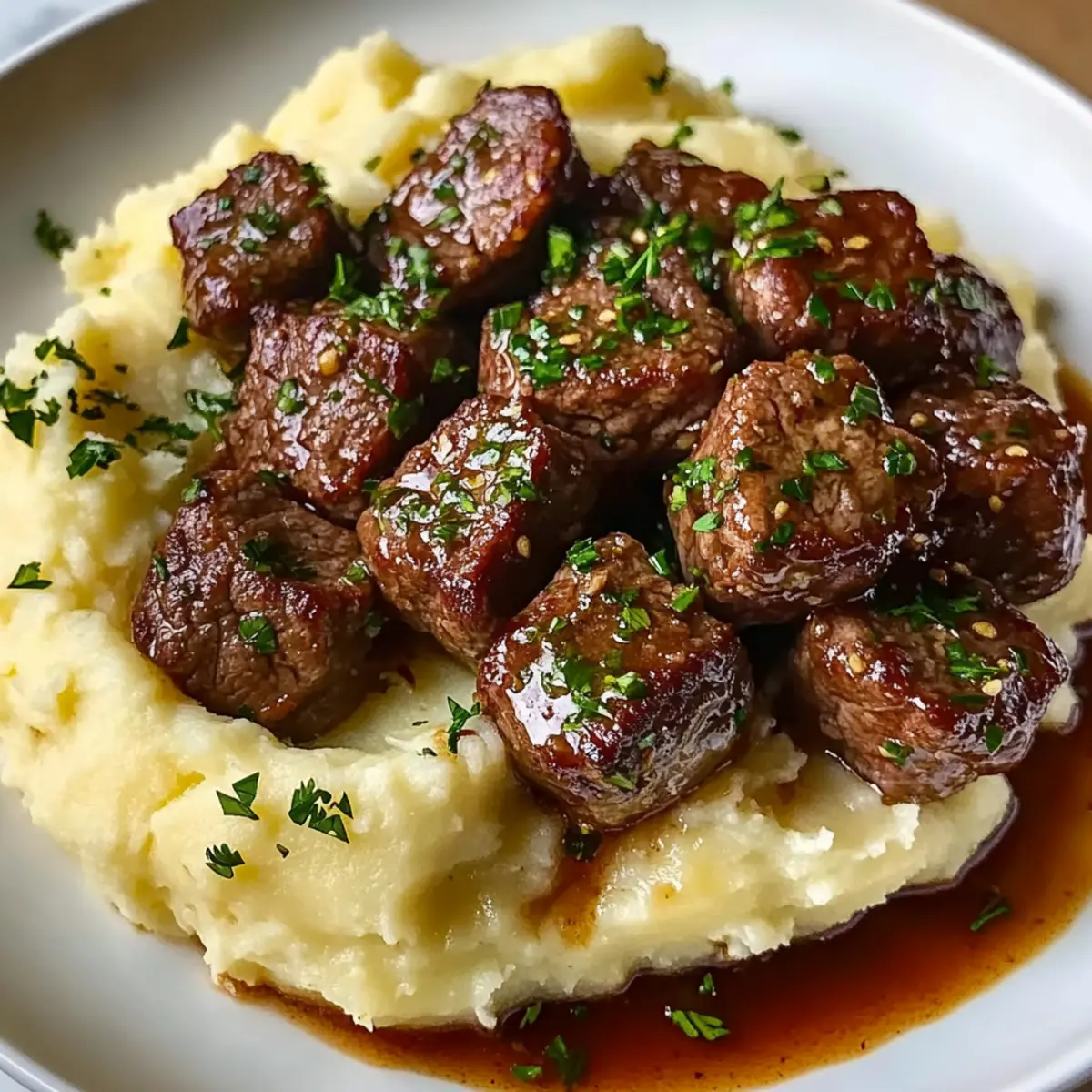 Garlic Butter Beef Bites with Creamy Mashed Potatoes Recipe ldp0t2