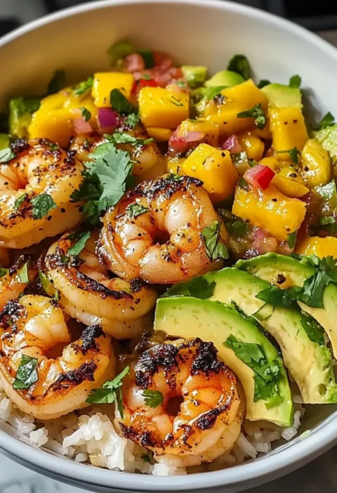 Garnelen- und Avocado-Bowls mit Mango-Salsa