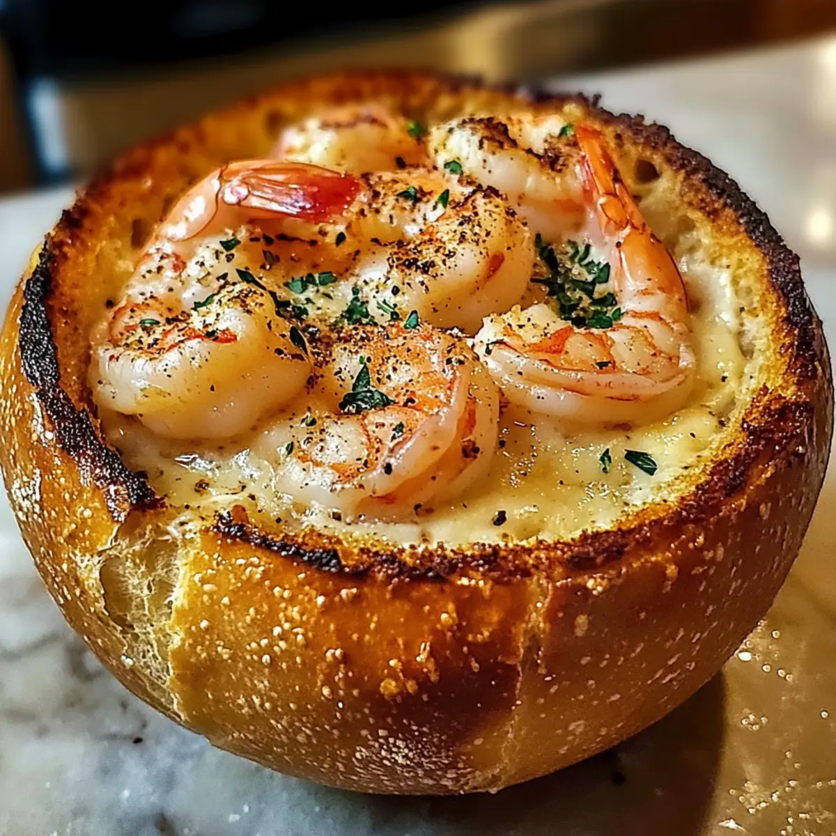 Gefüllter Meeresfrüchte-Brotlaib