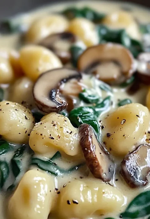 Gnocchi mit Pilzen Spinat