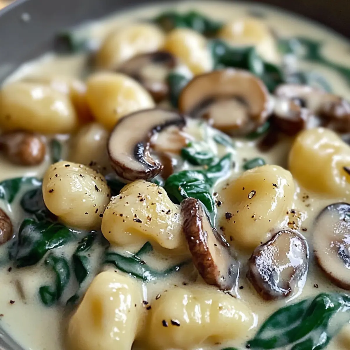 Gnocchi mit Pilzen Spinat schnell und cremig 5 Gnocchi mit Pilzen Spinat