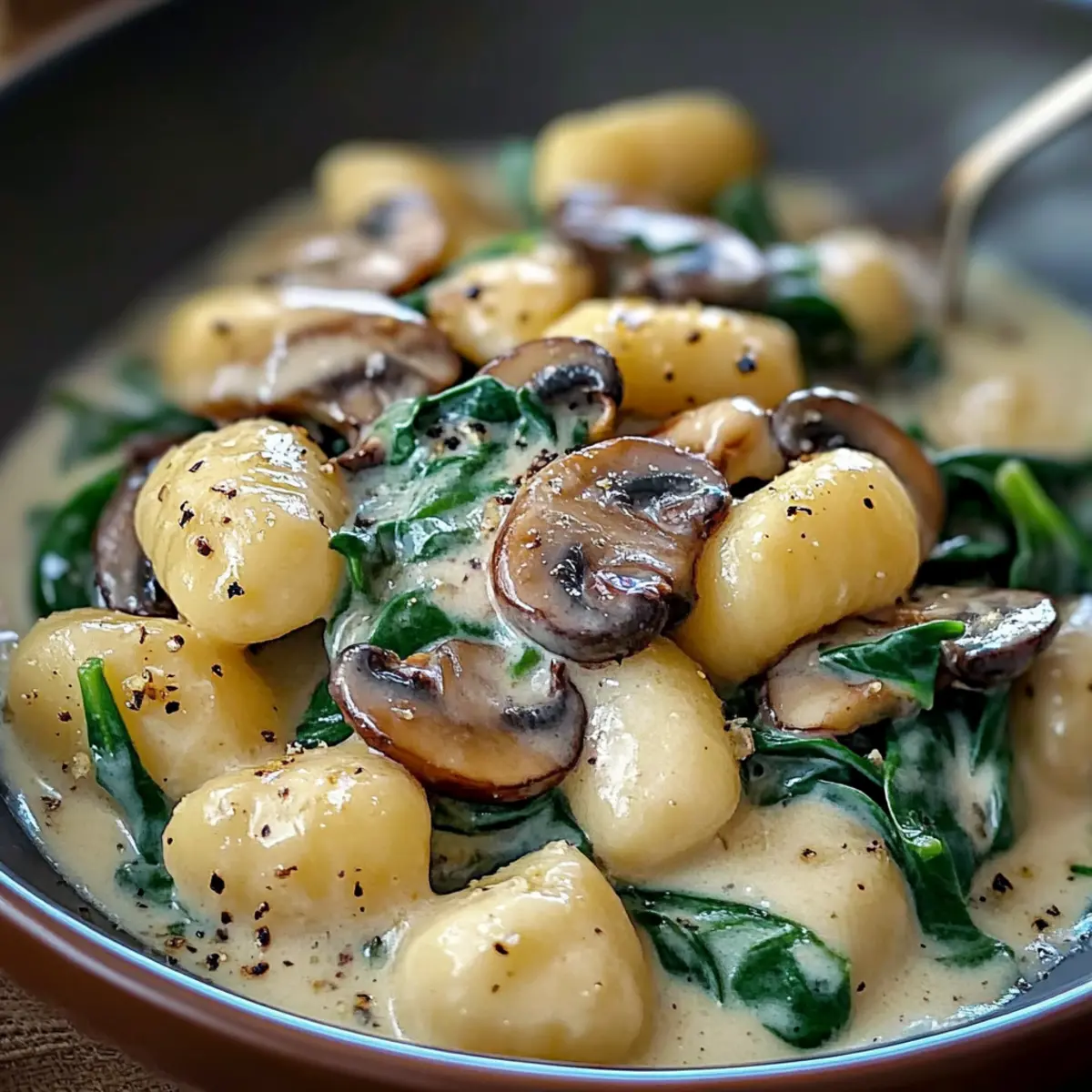 Gnocchi mit Pilzen Spinat schnell und cremig 2 Gnocchi mit Pilzen Spinat njttld