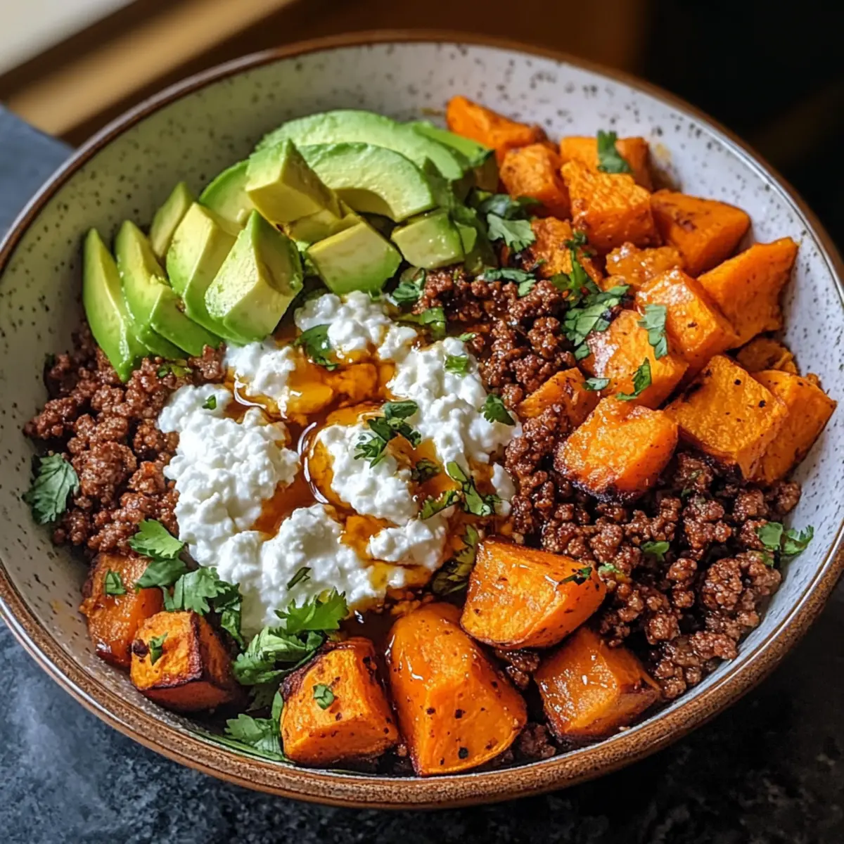 Rinderhackfleisch Hot Honey Schüssel für die ganze Familie 5 Rinderhackfleisch Hot Honey Schüssel