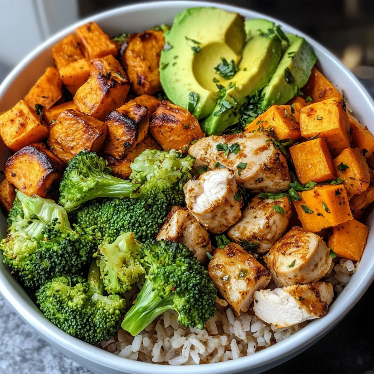 Gesunde Hähnchen- und Süßkartoffel-Reis-Schüssel 2
