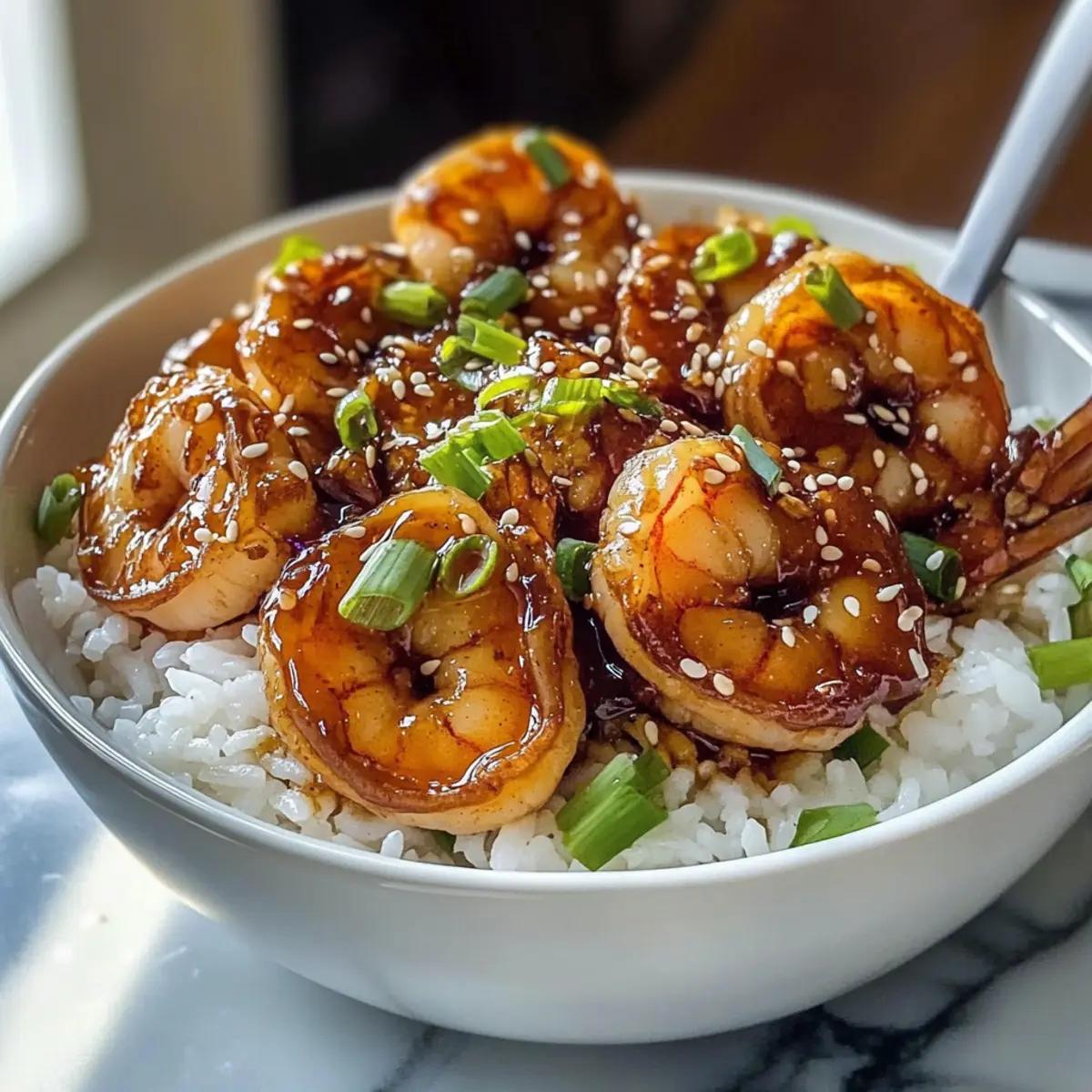 Honey Garlic Shrimp Rice Bowl ekdzw4
