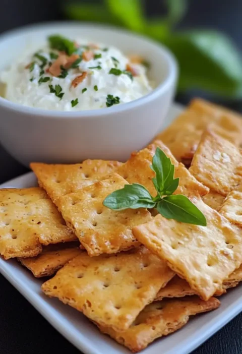 Käsecracker mit Tomaten-Feta-Dip