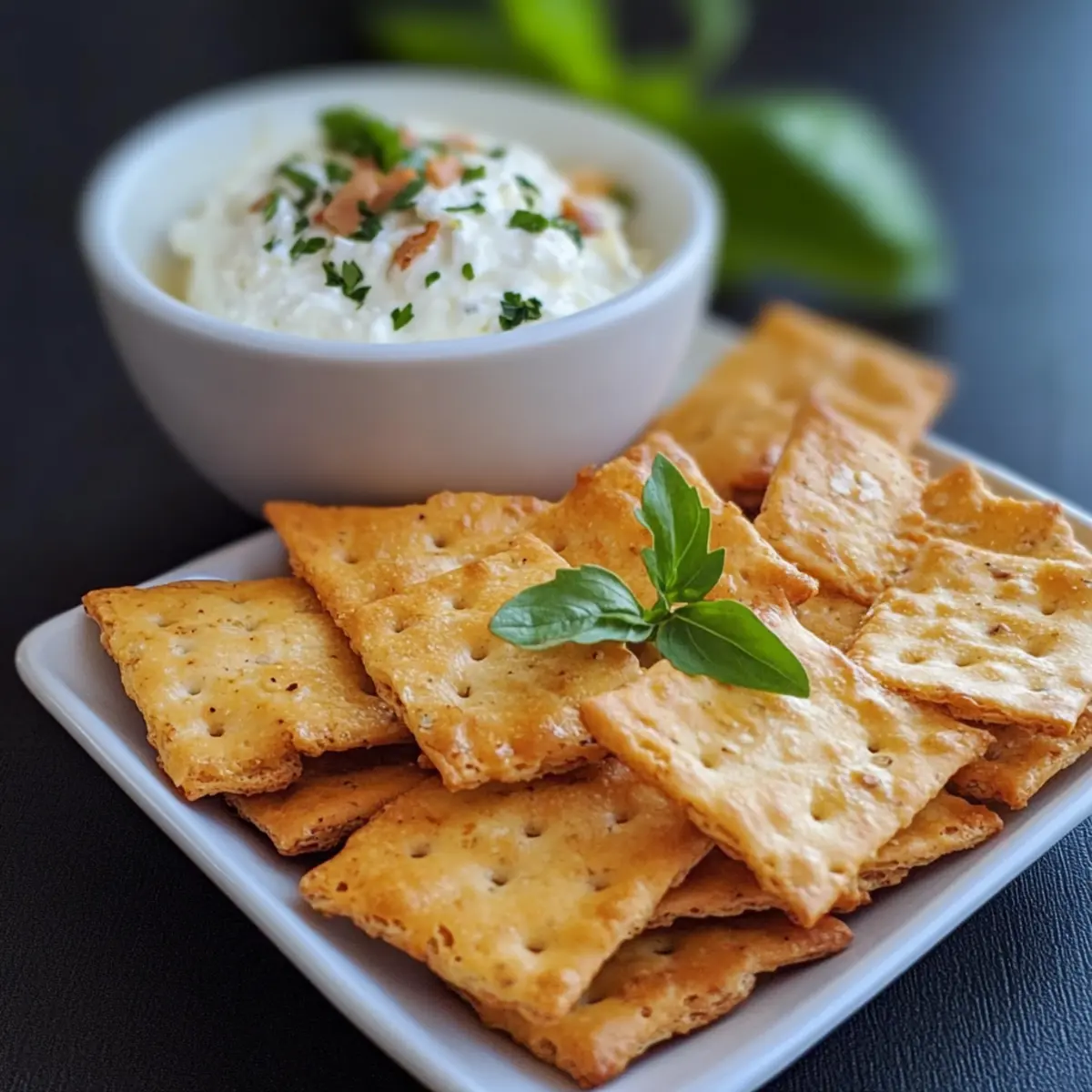 Käsecracker mit Tomaten-Feta-Dip