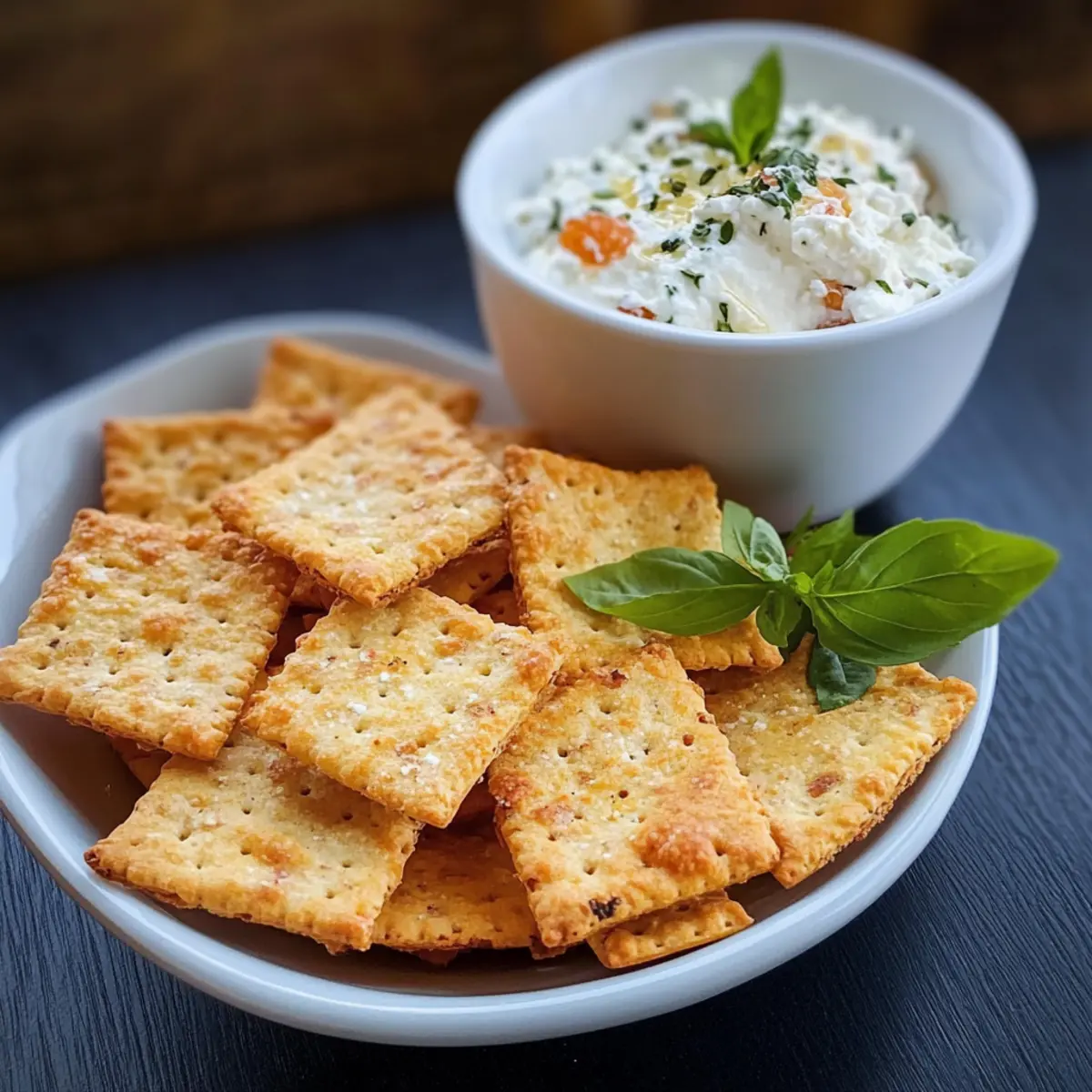KA¤secracker mit Tomaten Feta Dip kbcknh