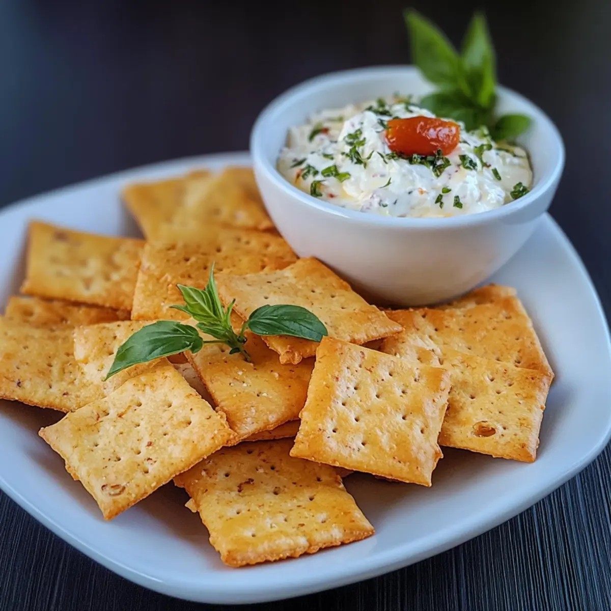 KA¤secracker mit Tomaten Feta Dip ricjwi
