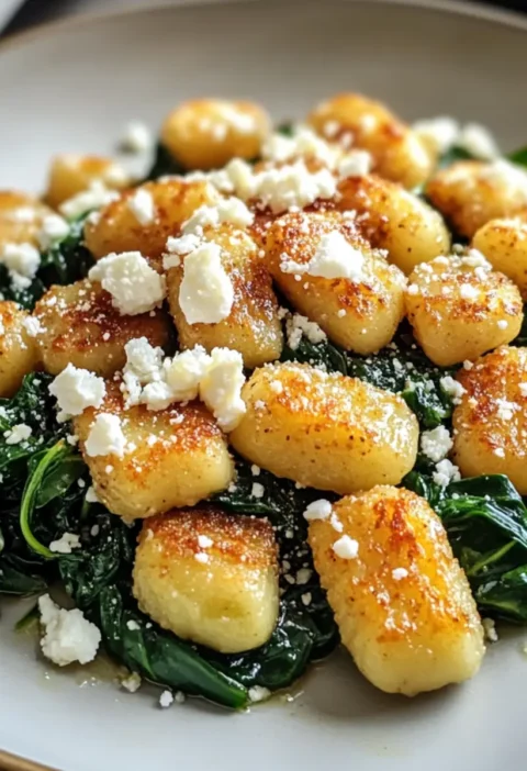 Crispy Gnocchi with Spinach & Feta: So simple & delicious