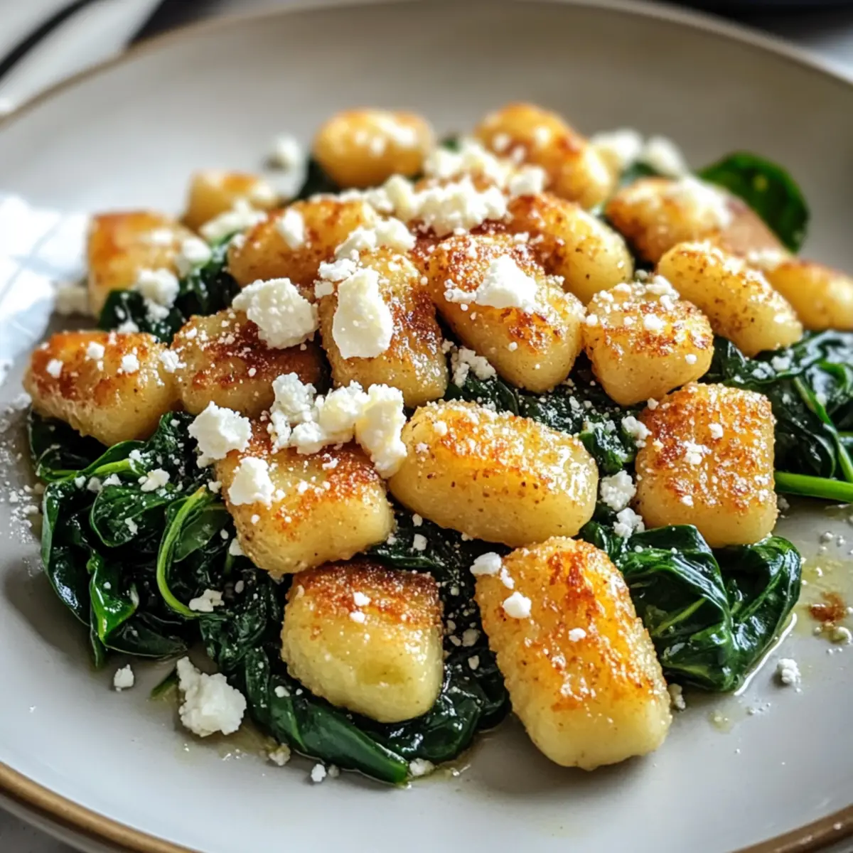 Crispy Gnocchi with Spinach & Feta: So simple & delicious