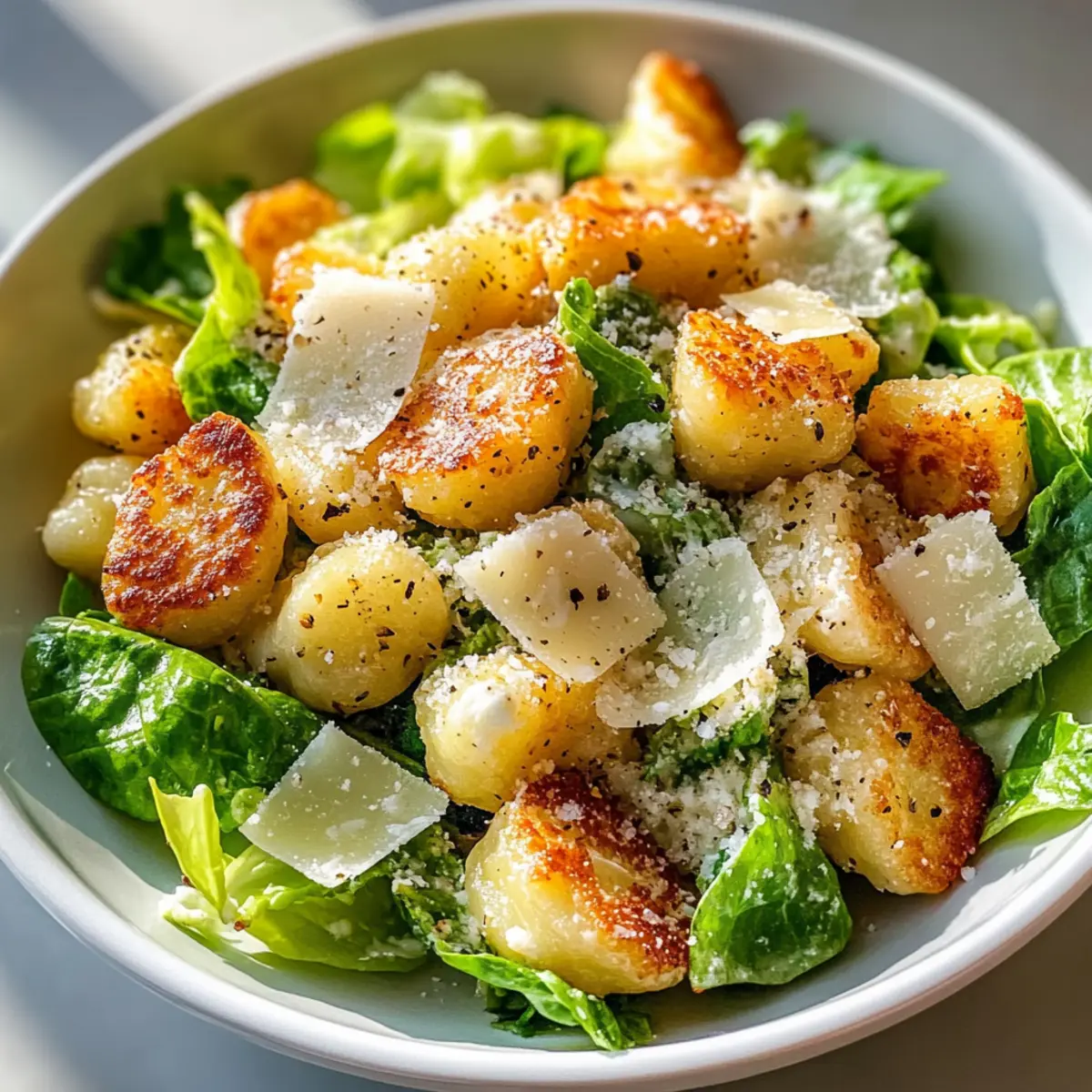 Crispy Gnocchi Caesar Salad mit Zitronen-Dressing 2