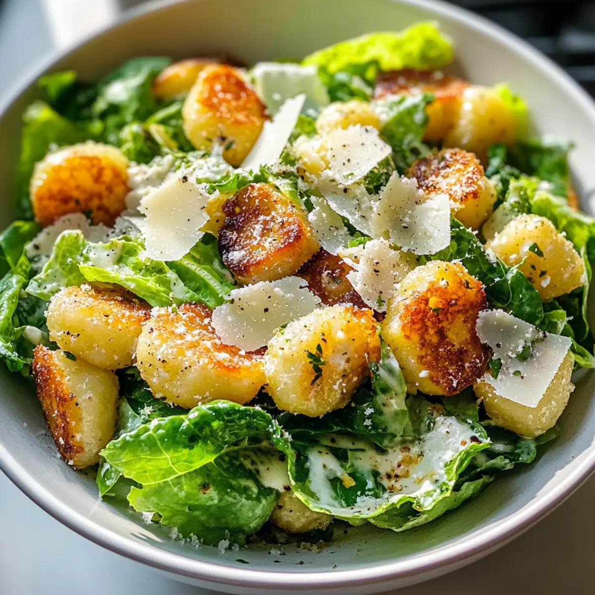 Crispy Gnocchi Caesar Salad mit Zitronen-Dressing 4