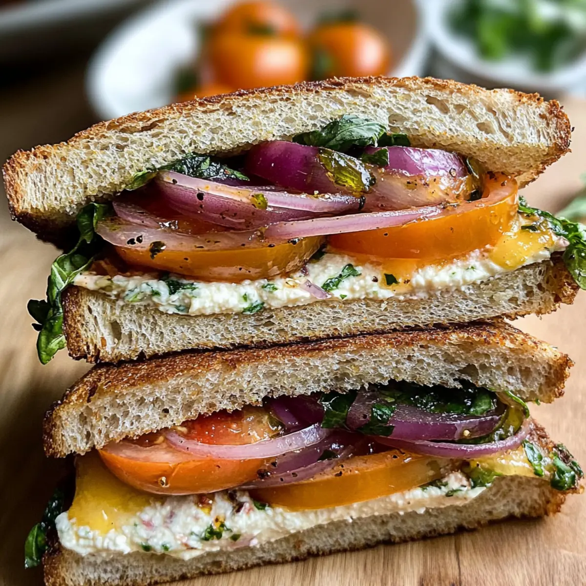 Marinierter Tomatensandwich mit cremigem Aufstrich 5 Marinierter Tomatensandwich