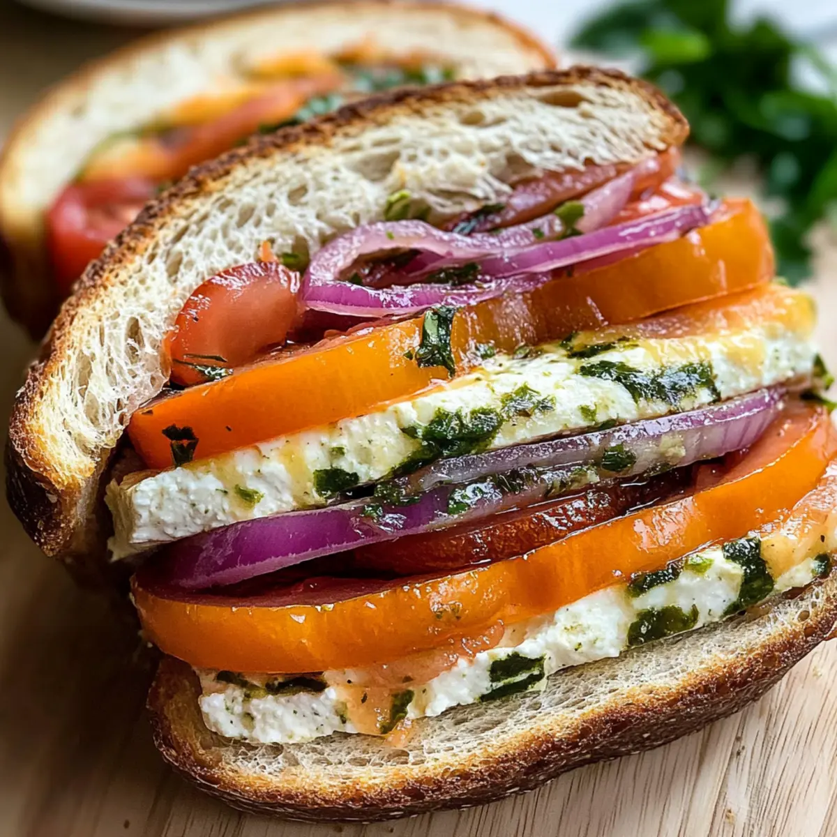 Marinierter Tomatensandwich mit cremigem Aufstrich 4 Marinated Tomato Sandwich r3n5zb