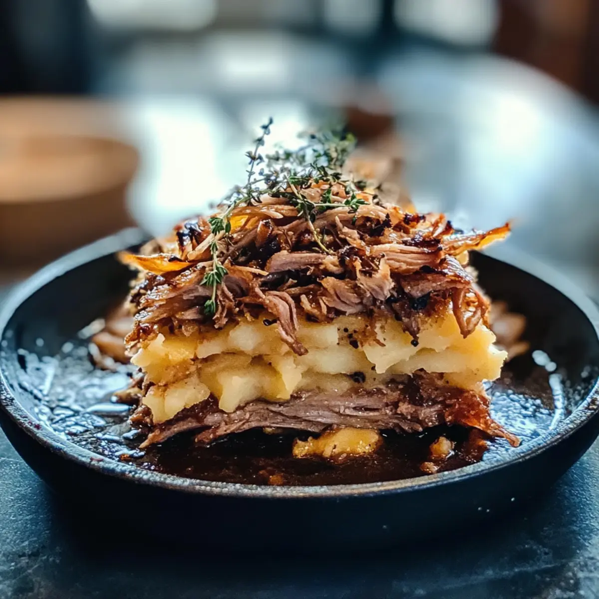 Mini-Ente-Confit-Parmentier für Gourmet-Liebhaber 4 Mini Duck Confit Parmentier with Potato Chantilly Thyme Ash irtaju