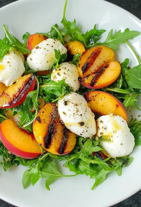 Mozzarella Salat mit Pfirsich