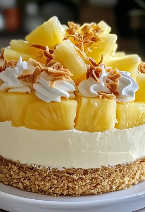 Nein-Backen Ananas Mousse Käsekuchen