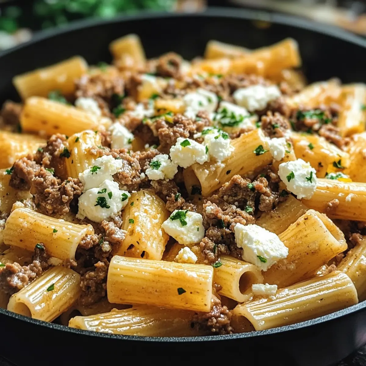 Nudel-Hackfleisch-Pfanne mit Feta für die ganze Familie 4 Nudel Hackfleisch