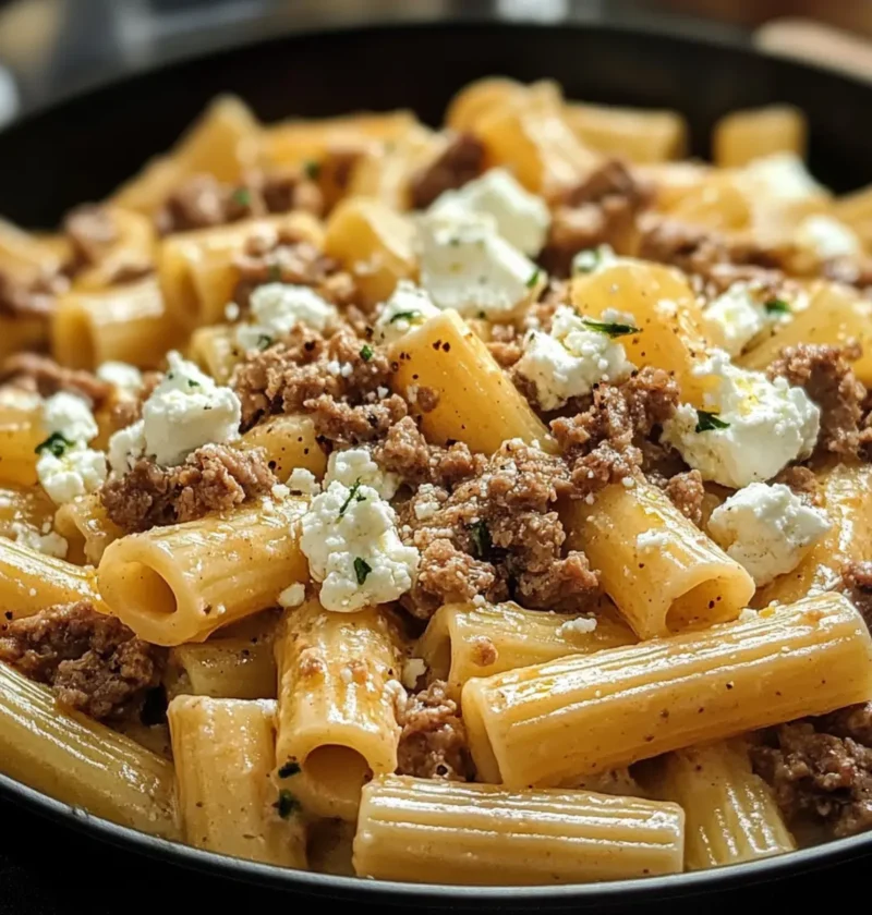 Nudel-Hackfleisch-Pfanne mit Feta für die ganze Familie 1 Nudel-Hackfleisch-Pfanne mit Feta