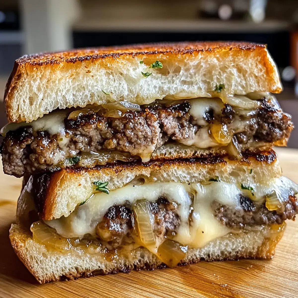 Patty Melt on Garlic Herb Toasted Sourdough kldqa8