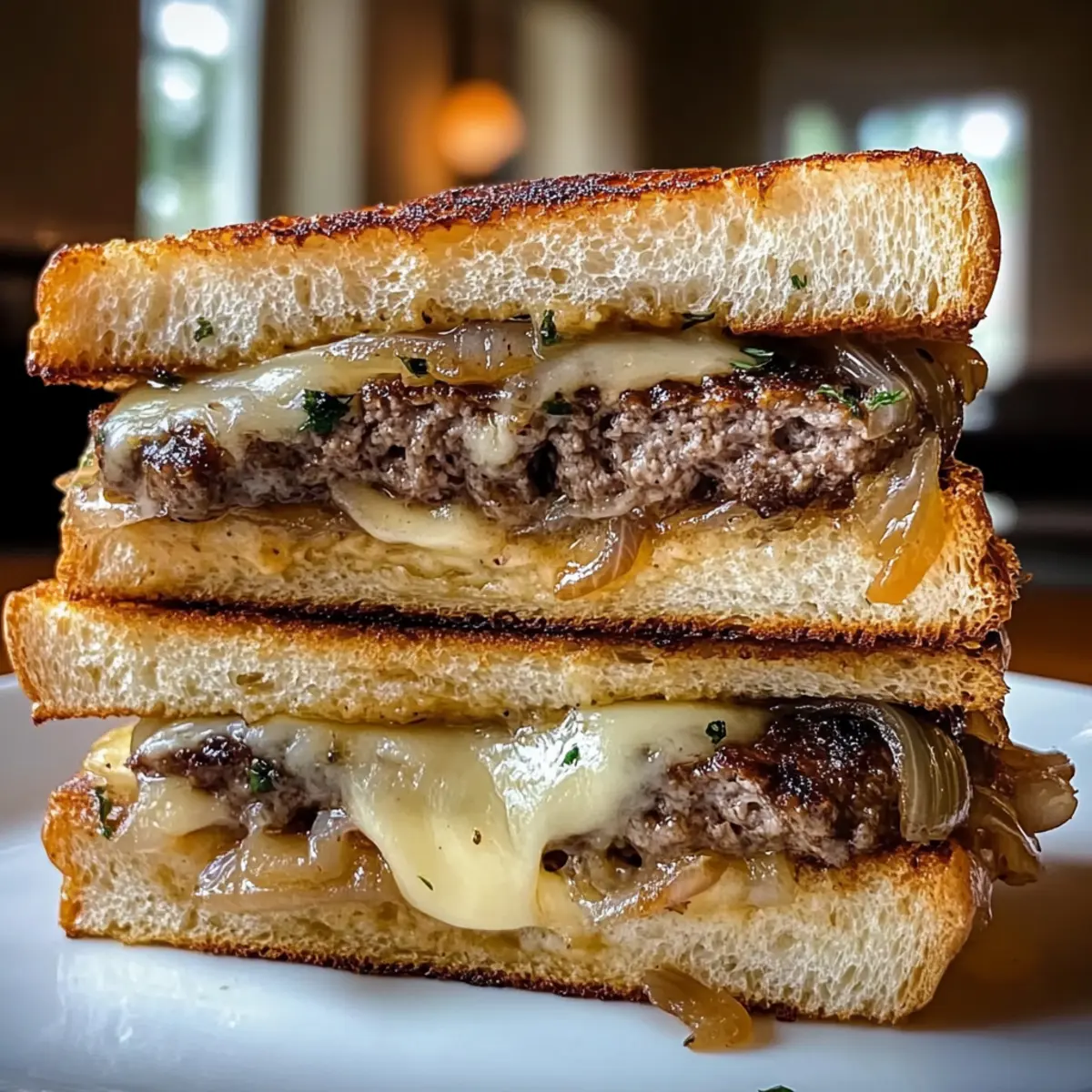 Patty-Schmelz auf Knoblauch-Kräuter-getoastetem Sauerteig