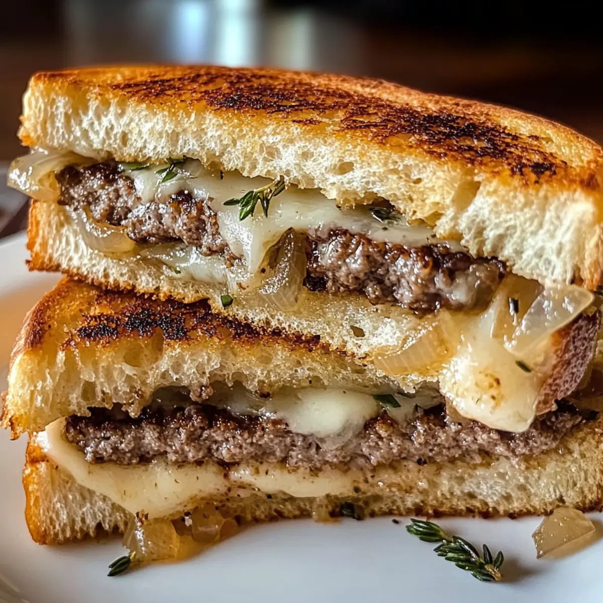 Patty Melt on Garlic Herb Toasted Sourdough vlchjn