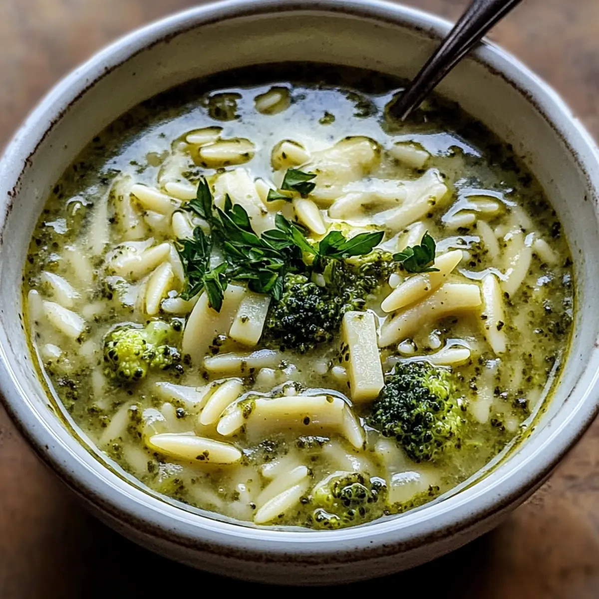 Pesto Brokkoli Orzo Suppe ladnif