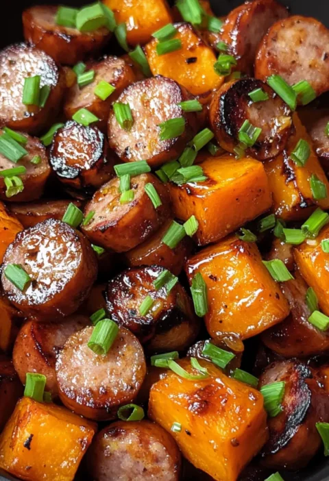 Wurst und Süßkartoffeln mit Honigknoblauchsoße Rezept