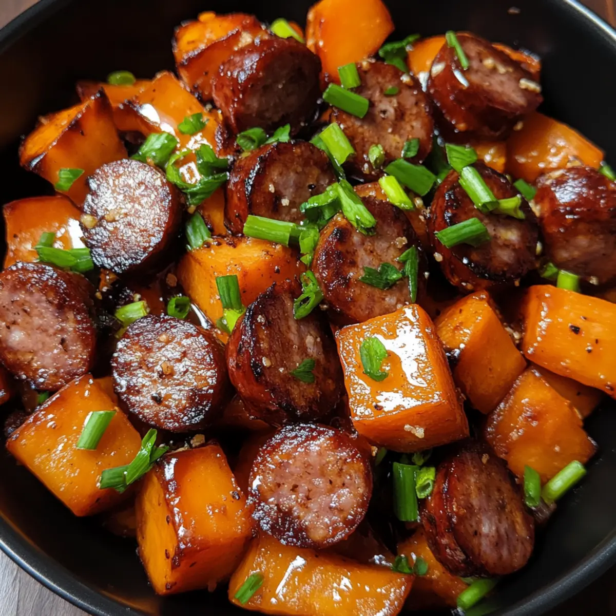 Wurst und Süßkartoffeln mit Honigknoblauchsoße Rezept 3 Sausage and Sweet Potatoes with Honey Garlic Sauce Recipe jgi2yn