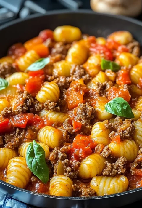 Schnelle Gnocchi Pfanne mit Rinderhack & Paprika Rezept