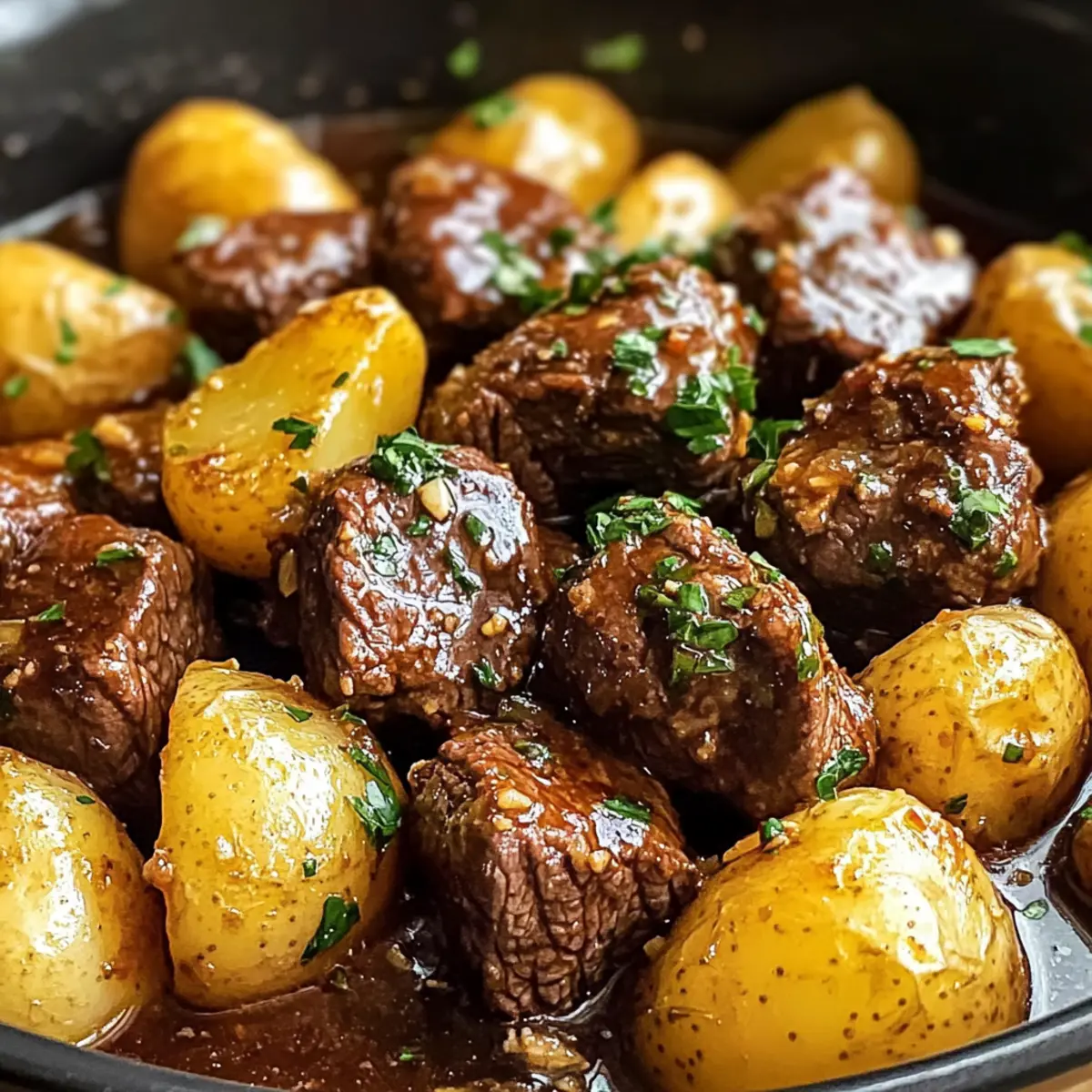 Slow Cooker Garlic Butter Beef Bites Potatoes Recipe cjc8uu