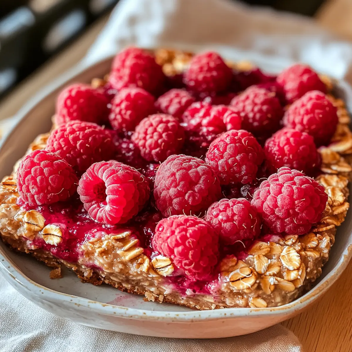 Vegane gebackene Haferflocken mit Himbeeren