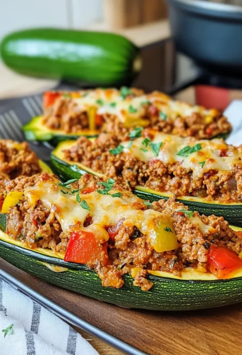 Zucchini filled with minced meat - simple low carb dish