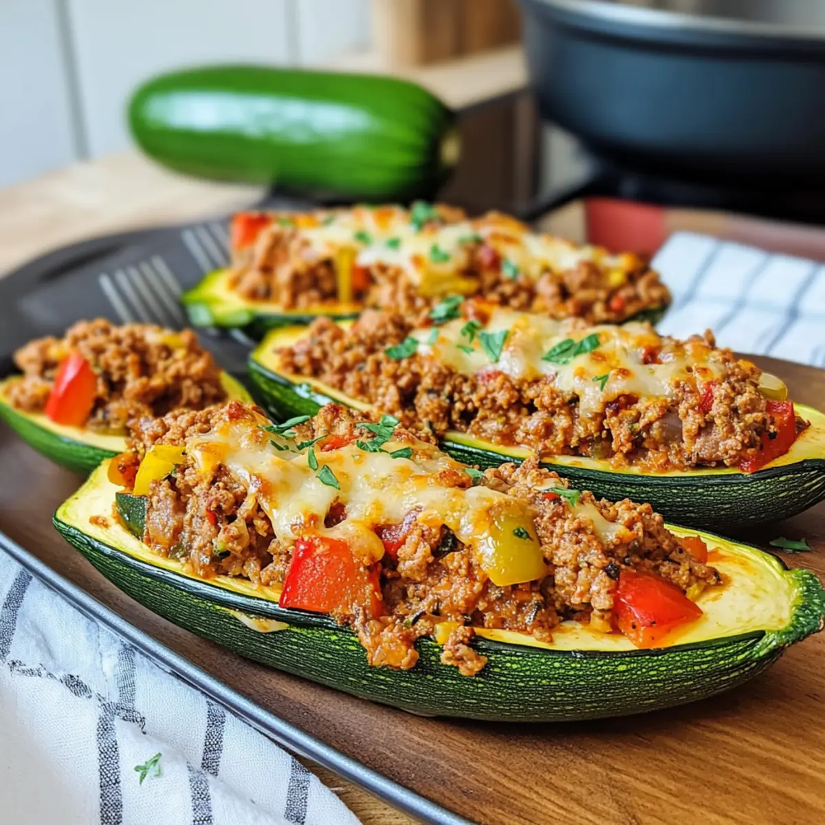 Zucchini filled with minced meat - simple low carb dish
