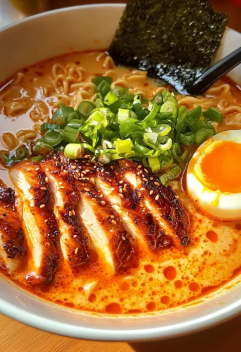 Cremige scharfe Hühnchen Ramen