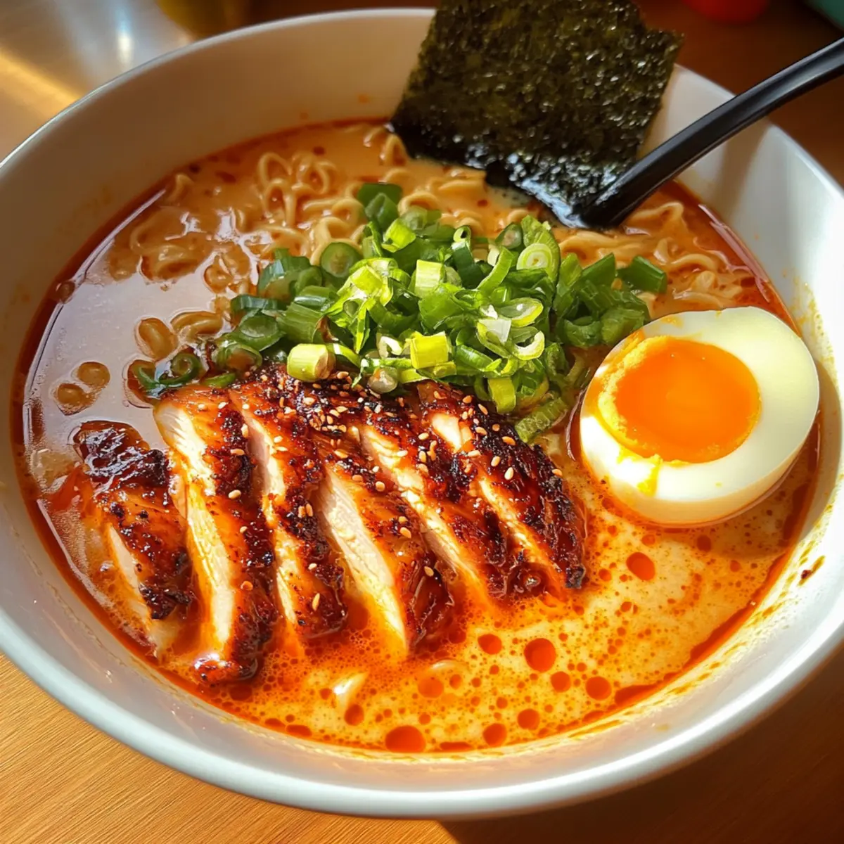 Cremige scharfe Hühnchen Ramen