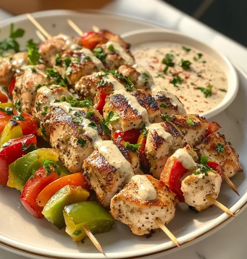 Zitronen-Tahini-Blechpfannen-Spieße