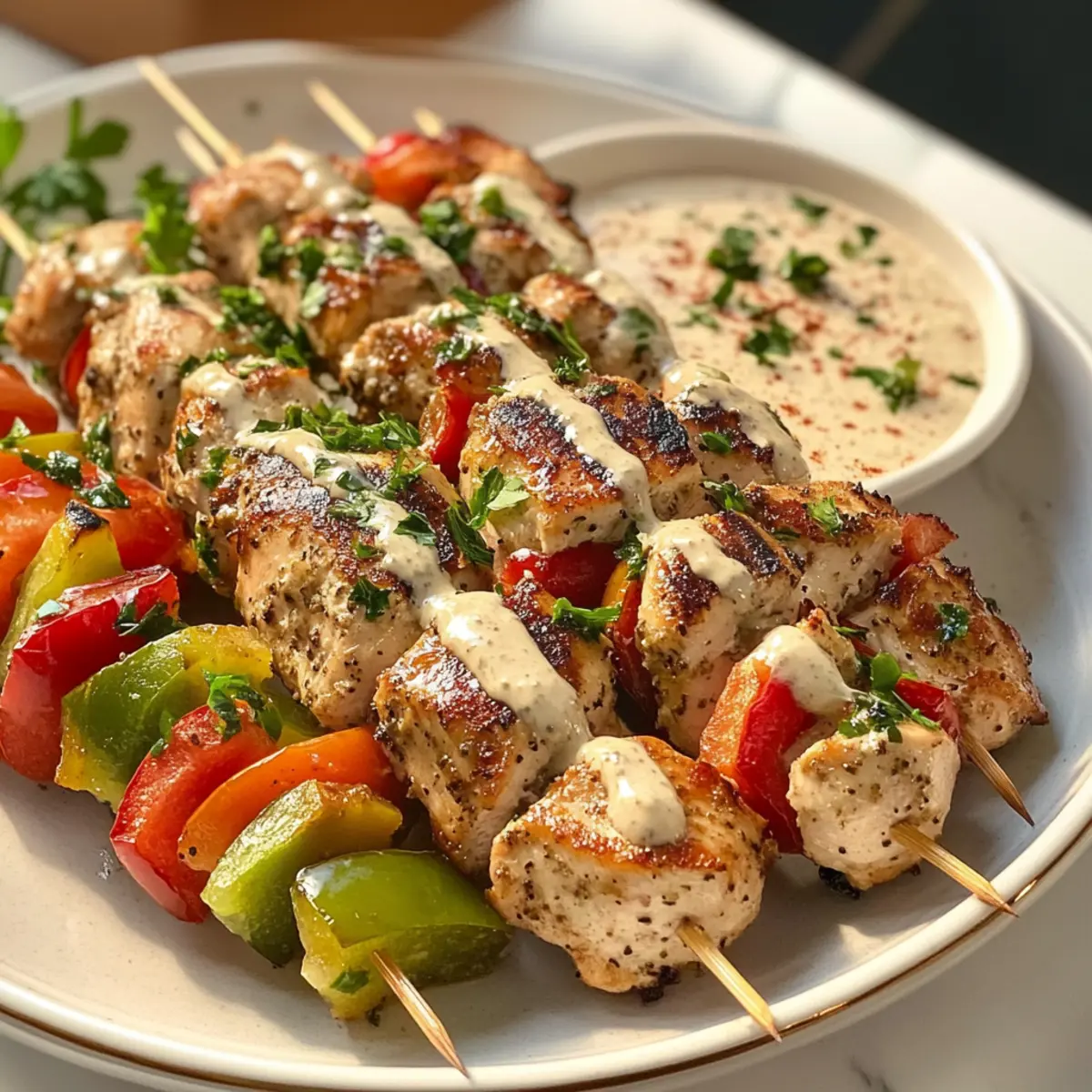 Zitronen-Tahini-Blechpfannen-Spieße