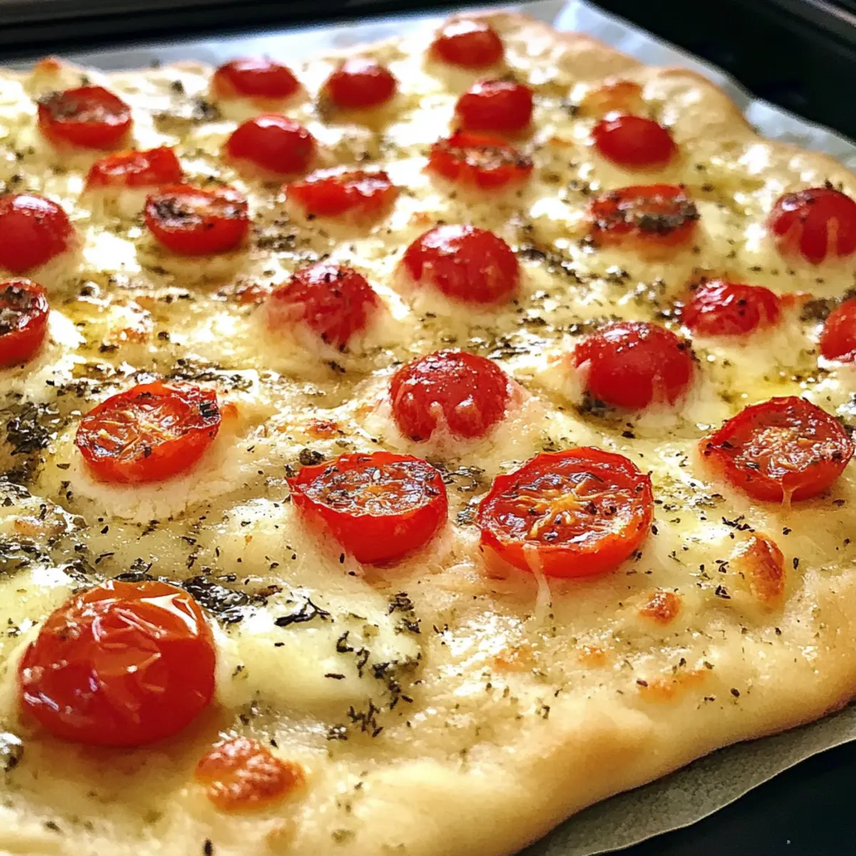 Focaccia with herbs and tomatoes