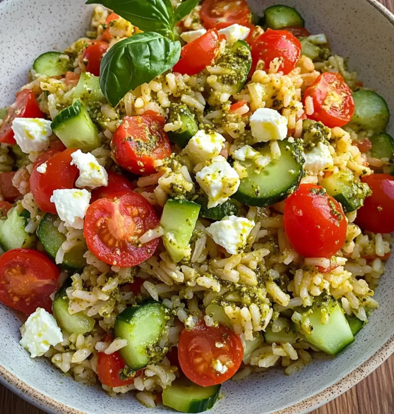 Bunter Reissalat mit Pesto Dressing für den Sommer 1 Please provide the text you would like me to translate into German.