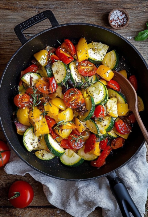 Leckere Gemüsepofanne mit mediterranen Kräutern