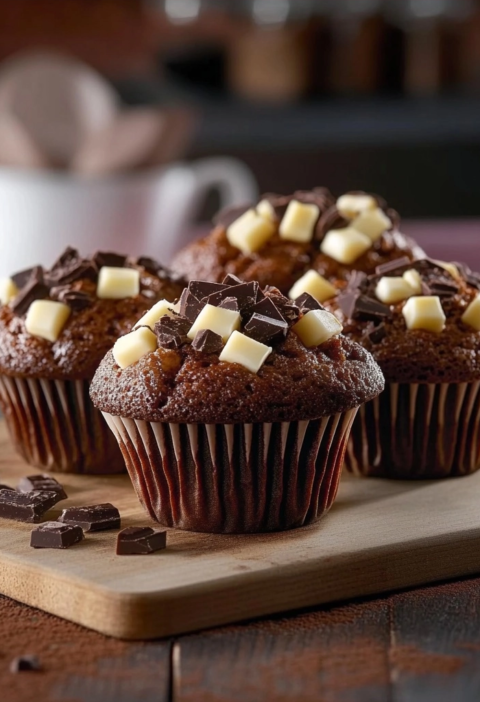 Schokoladenmuffins mit Schokostückchen Saftiges Backrezept